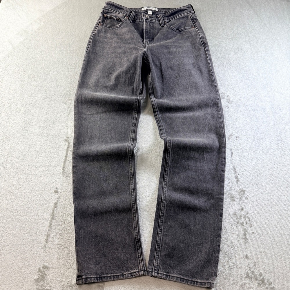 Abercrombie & Fitch The Straight Mid Rise Curve Love Jeans Black Women's 26 2R